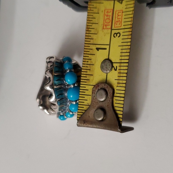 Sterling Silver 925 Turquoise Wave Graduated Ring - Picture 8 of 9